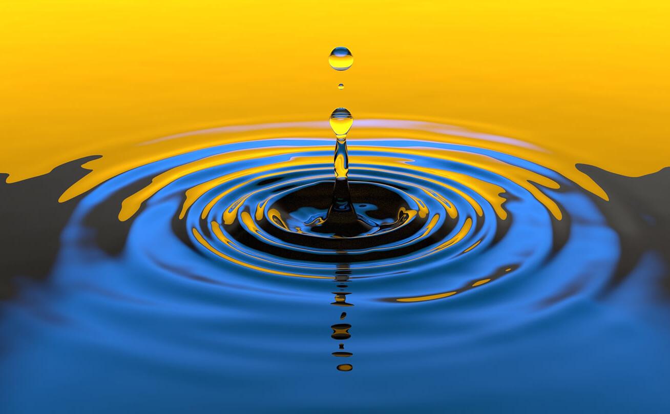 Water droplet and ripples